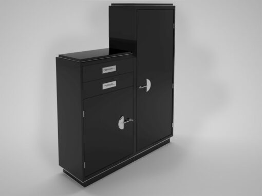 Schwarzer Art Deco Design Doppelschrank - Original Antike Möbel