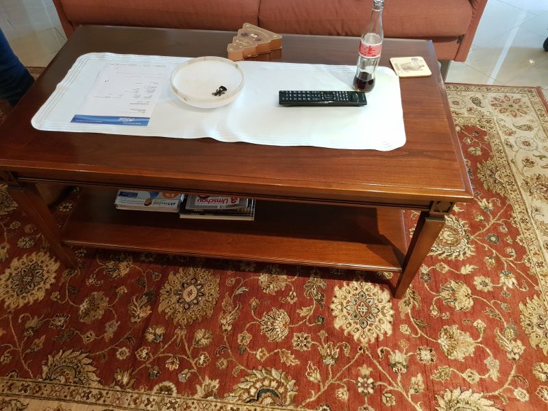 Langer Wohnzimmertisch aus Braunem Holz - Original Antike Möbel