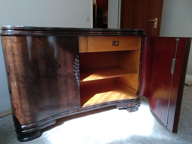 Art Deco Kommode mit Grauem Marmor - Original Antike Möbel