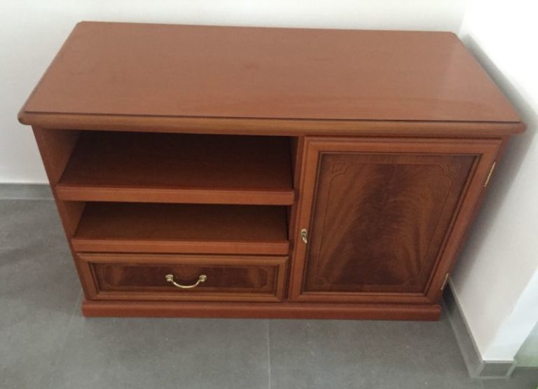 Brauner TV Schrank mit Variabler Platte Original Antike