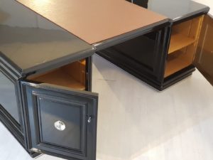 XXL Art Deco Partnerschreibtisch Klavierlack - Original Antike Möbel