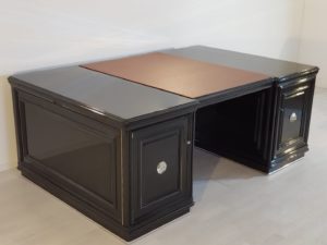 XXL Art Deco Partnerschreibtisch Klavierlack - Original Antike Möbel