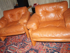 Brwon Leather Armchair, Midcentury